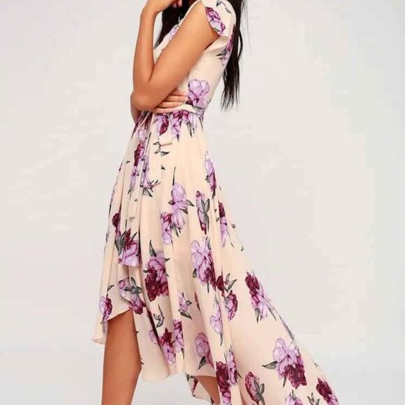Lulus French Countryside High Low Blush Floral Dress - XS - Picture 2 of 3